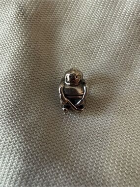 Polished Silver hockey player Charm